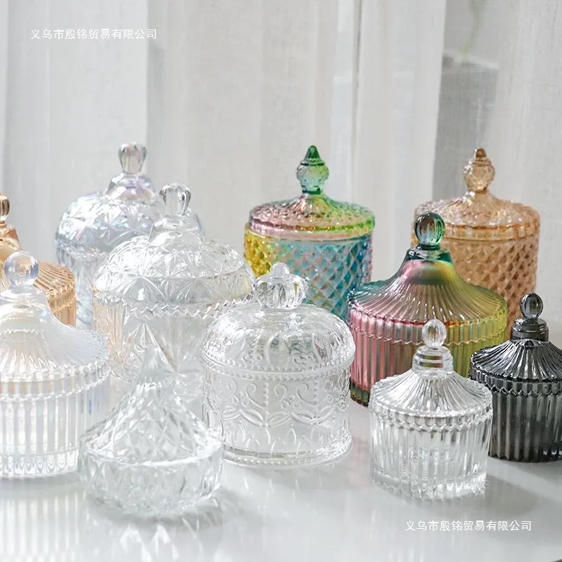 Handmade DIY Candle Cups Scented Candle Containers Yurt Glass Jars with Lids Empty Glass Candle Holders for Home Decor and Crafts showcase 11