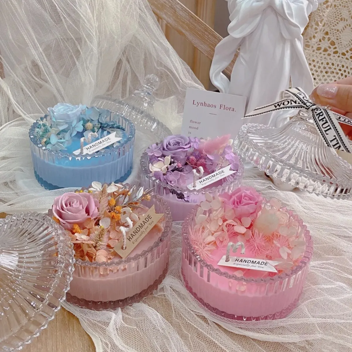 Handmade DIY Candle Cups Scented Candle Containers Yurt Glass Jars with Lids Empty Glass Candle Holders for Home Decor and Crafts thumbnail 4