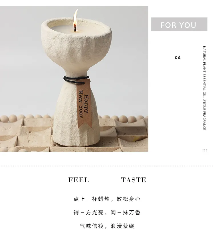 Nordic Style Ceramic Candle Holder Cup DIY Candle Making Container Simple Candlestick Ornament for Aromatherapy Soybean Wax, Home Decor showcase 2