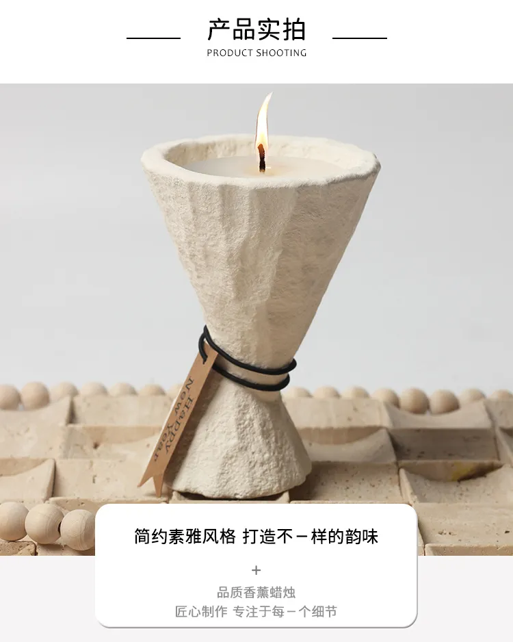Nordic Style Ceramic Candle Holder Cup DIY Candle Making Container Simple Candlestick Ornament for Aromatherapy Soybean Wax, Home Decor showcase 6