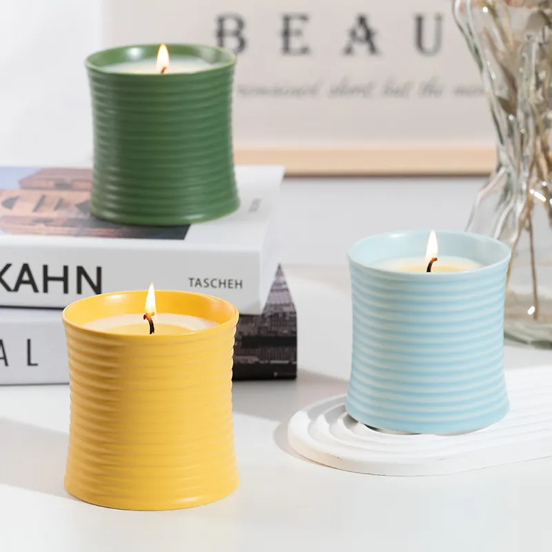 European Style Ceramic Candle Cup | Scented Candle Holder | Creative Bedroom Decor | Handmade Spiral Fragrance Candle | Gift Idea thumbnail 2