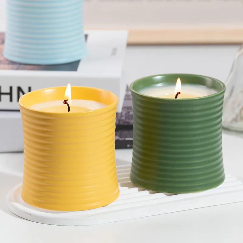 European Style Ceramic Candle Cup | Scented Candle Holder | Creative Bedroom Decor | Handmade Spiral Fragrance Candle | Gift Idea thumbnail 3