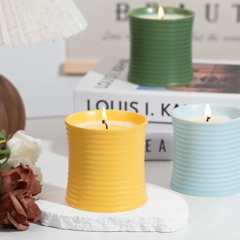 European Style Ceramic Candle Cup | Scented Candle Holder | Creative Bedroom Decor | Handmade Spiral Fragrance Candle | Gift Idea thumbnail 4