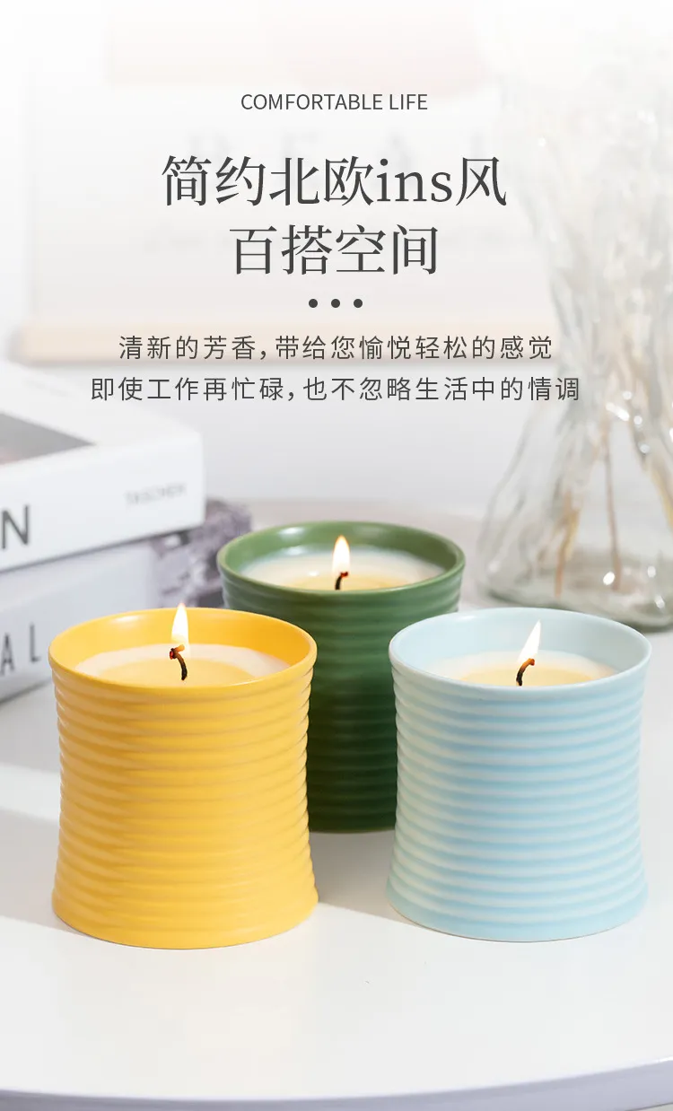 European Style Ceramic Candle Cup | Scented Candle Holder | Creative Bedroom Decor | Handmade Spiral Fragrance Candle | Gift Idea showcase 2