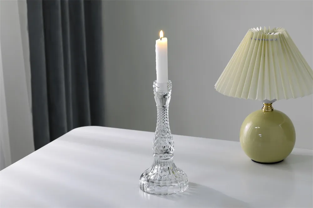 Elegant Crystal Glass Candle Holder - French Pastoral Style Aromatherapy Candle Holder for Dining Table, Home Decoration, and Special Occasions showcase 9