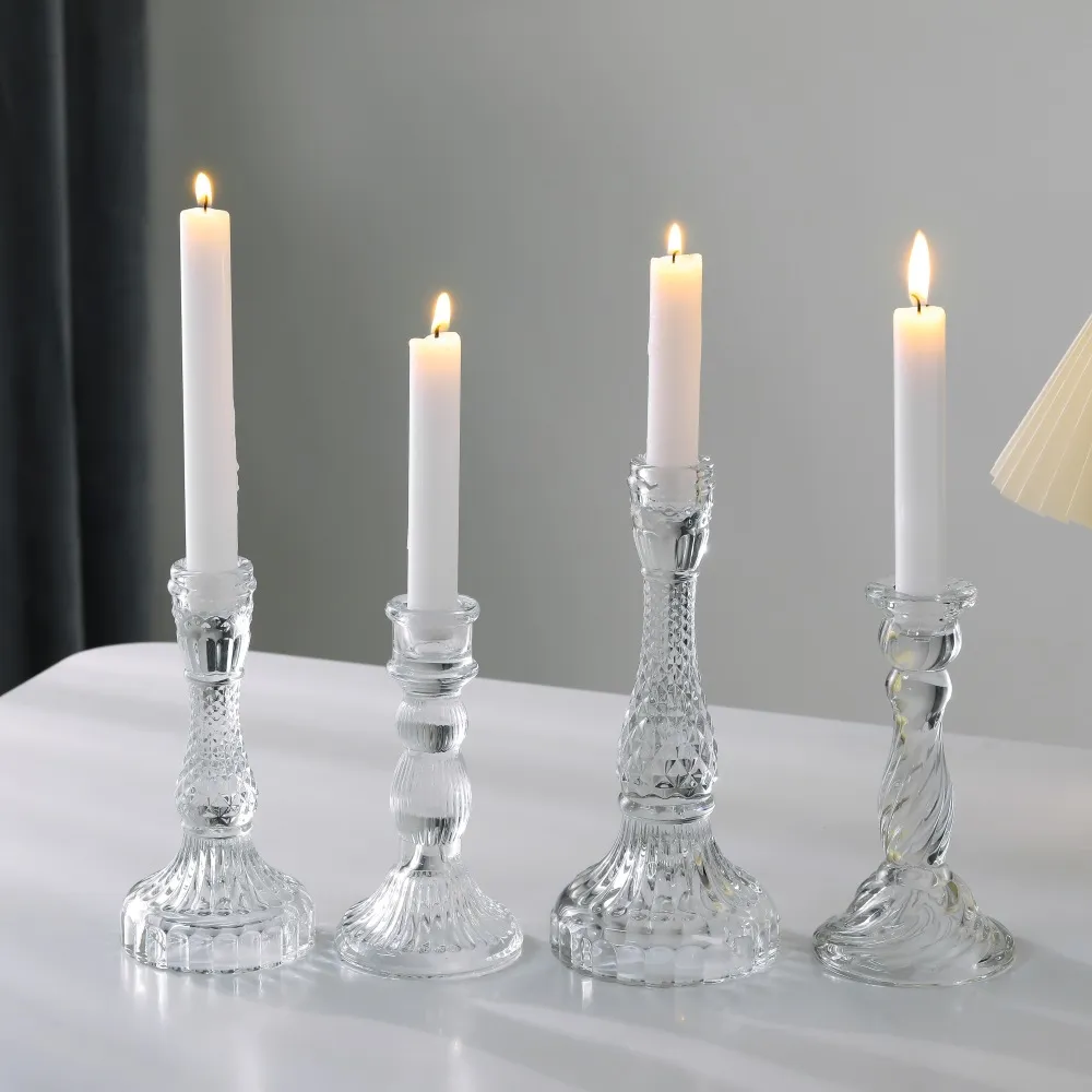 Elegant Crystal Glass Candle Holder - French Pastoral Style Aromatherapy Candle Holder for Dining Table, Home Decoration, and Special Occasions thumbnail 2