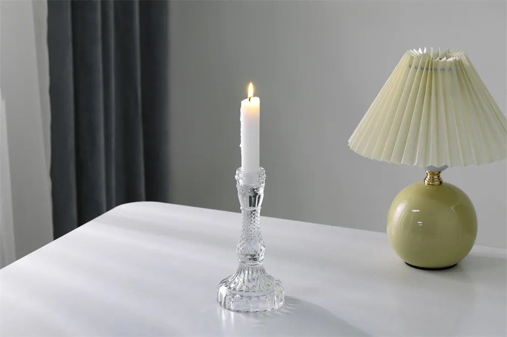 Elegant Crystal Glass Candle Holder - French Pastoral Style Aromatherapy Candle Holder for Dining Table, Home Decoration, and Special Occasions showcase 8