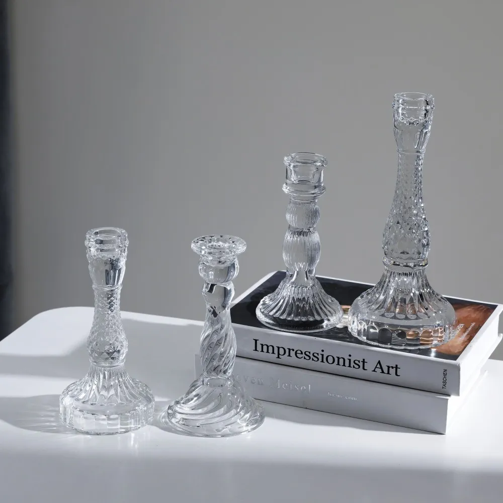 Elegant Crystal Glass Candle Holder - French Pastoral Style Aromatherapy Candle Holder for Dining Table, Home Decoration, and Special Occasions thumbnail 1