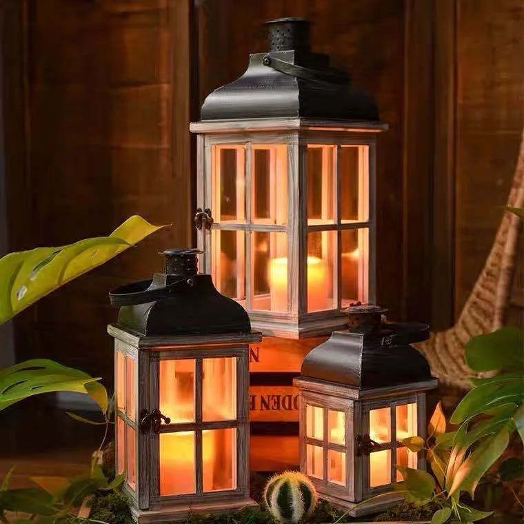 Retro American Style Candlestick Lantern Portable Horse Lamp Windproof Iron Aromatherapy Candle Holder Butter Lamp Home Decoration Ornaments showcase 5