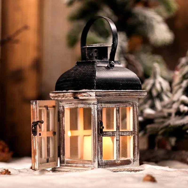 Retro American Style Candlestick Lantern Portable Horse Lamp Windproof Iron Aromatherapy Candle Holder Butter Lamp Home Decoration Ornaments showcase 4