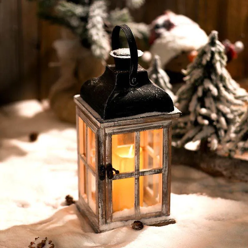 Retro American Style Candlestick Lantern Portable Horse Lamp Windproof Iron Aromatherapy Candle Holder Butter Lamp Home Decoration Ornaments thumbnail 1