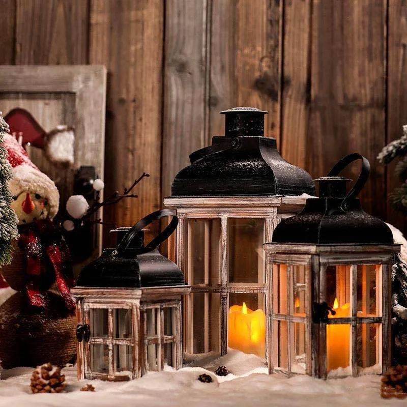 Retro American Style Candlestick Lantern Portable Horse Lamp Windproof Iron Aromatherapy Candle Holder Butter Lamp Home Decoration Ornaments thumbnail 3