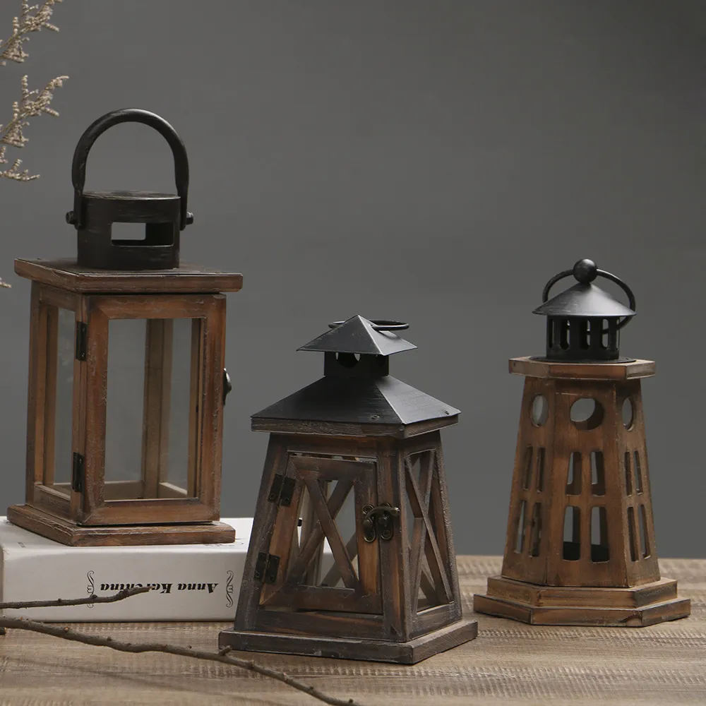 Retro American Style Candlestick Lantern Portable Horse Lamp Windproof Iron Aromatherapy Candle Holder Butter Lamp Home Decoration Ornaments showcase 12