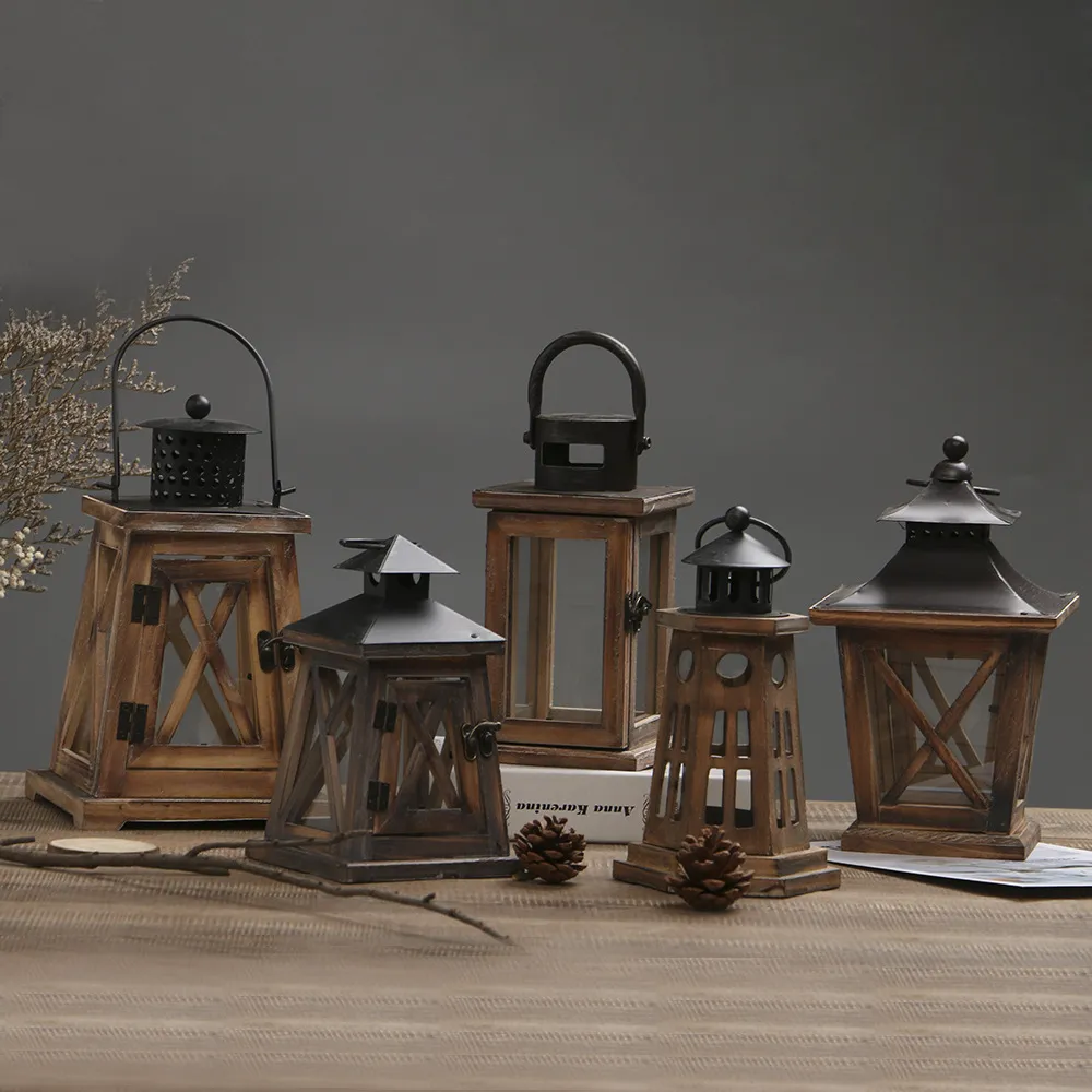 Retro American Style Candlestick Lantern Portable Horse Lamp Windproof Iron Aromatherapy Candle Holder Butter Lamp Home Decoration Ornaments showcase 6