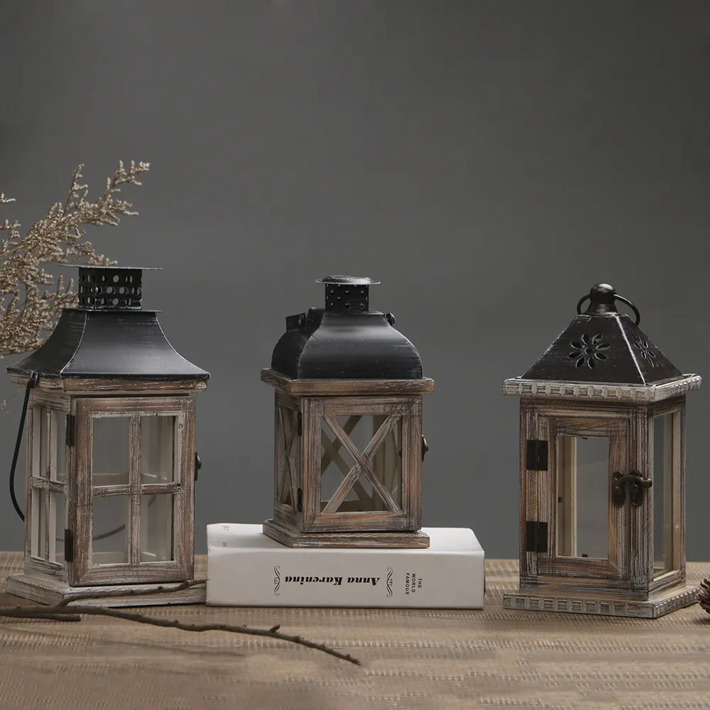 Retro American Style Candlestick Lantern Portable Horse Lamp Windproof Iron Aromatherapy Candle Holder Butter Lamp Home Decoration Ornaments showcase 7