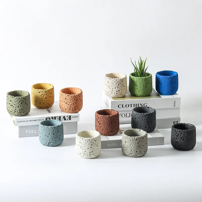 DIY Cement Texture Aromatherapy Candle Cup Empty Container - Cross-Border Expanding Incense Stone Non-Fire Fragrance Ornaments for Home Decor thumbnail 1