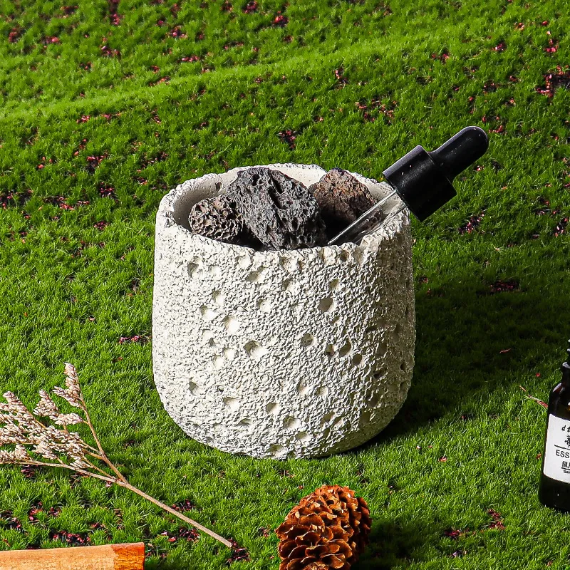 DIY Cement Texture Aromatherapy Candle Cup Empty Container - Cross-Border Expanding Incense Stone Non-Fire Fragrance Ornaments for Home Decor thumbnail 4