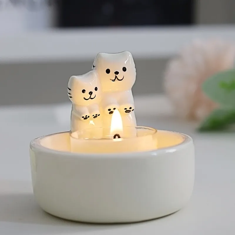 Halloween Ghost Candle Holder - Ceramic Candlestick for Taper Candles - Cute Nordic Style Home Decor Ornament - Spooky Season Gift thumbnail 4