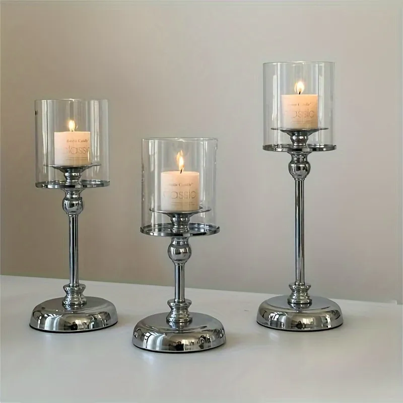 3-Piece Glass Candle Holder Set | Aromatherapy Candles | Retro Style | Birthday, Candlelight Dinner, Home Decor | Craft Ornaments showcase 17