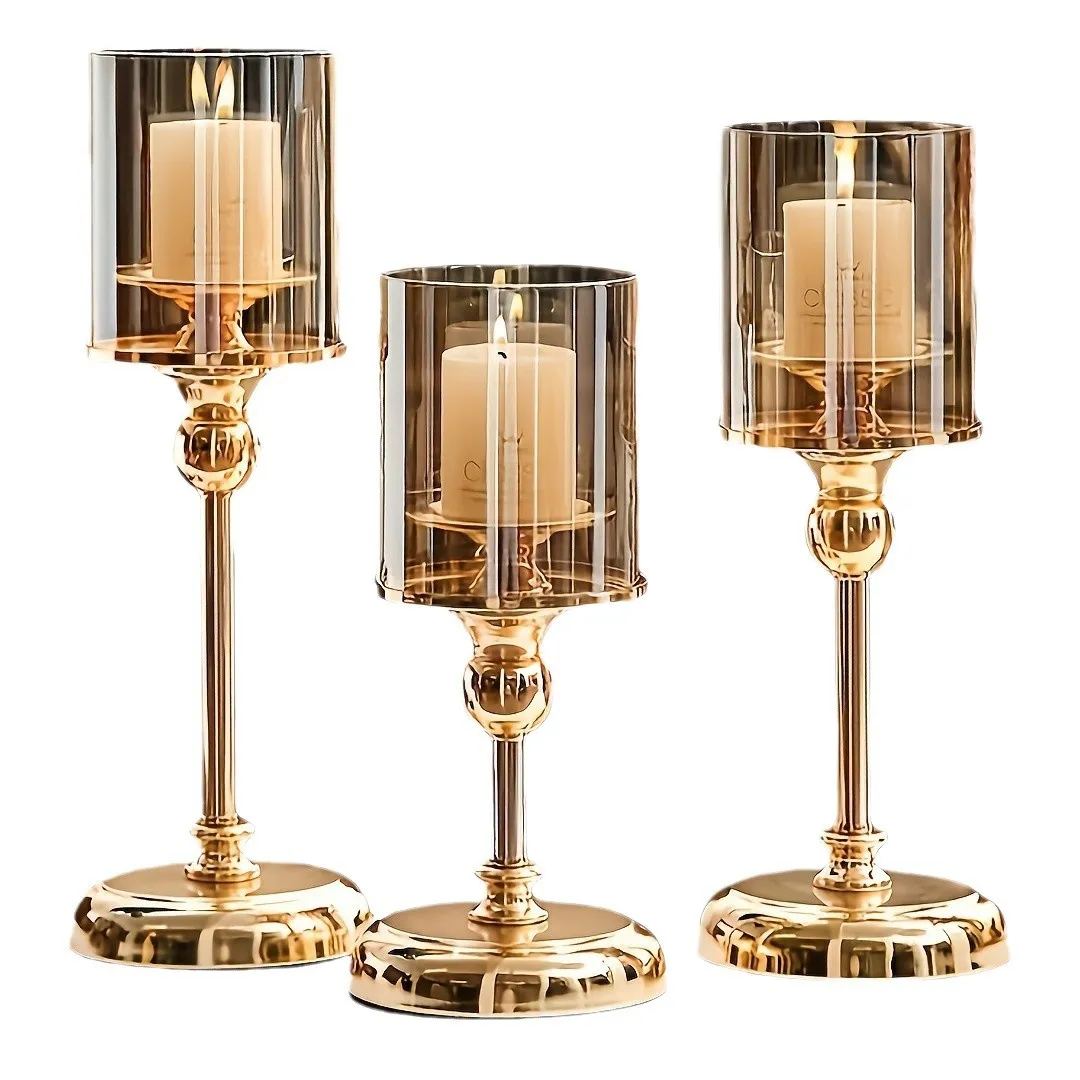 3-Piece Glass Candle Holder Set | Aromatherapy Candles | Retro Style | Birthday, Candlelight Dinner, Home Decor | Craft Ornaments thumbnail 5