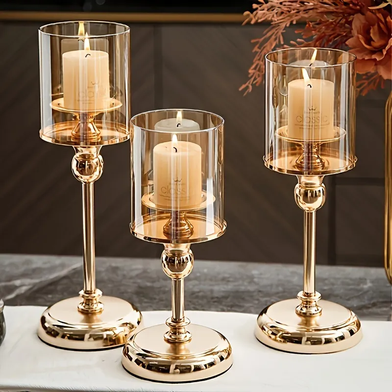 3-Piece Glass Candle Holder Set | Aromatherapy Candles | Retro Style | Birthday, Candlelight Dinner, Home Decor | Craft Ornaments showcase 2