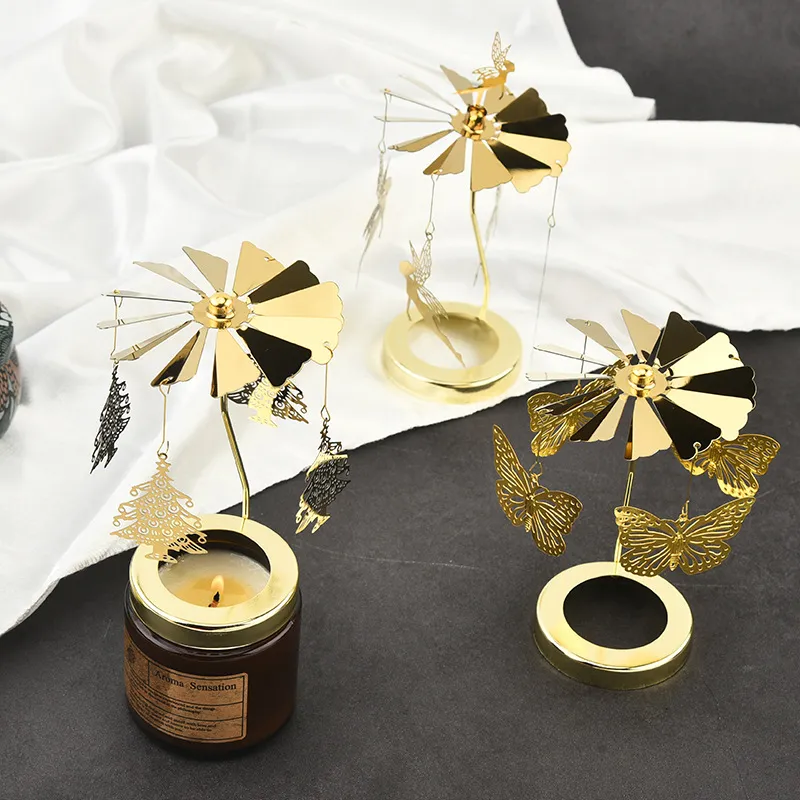 Rotating Carousel Candle Holder - Creative Aromatherapy Candle Cup with Revolving Lantern Design for Romantic Atmosphere, Candlelight Dinners, and Home Decor thumbnail 1