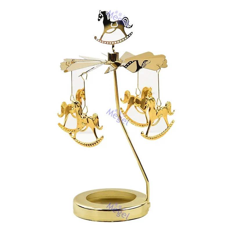 Rotating Carousel Candle Holder - Creative Aromatherapy Candle Cup with Revolving Lantern Design for Romantic Atmosphere, Candlelight Dinners, and Home Decor thumbnail 6