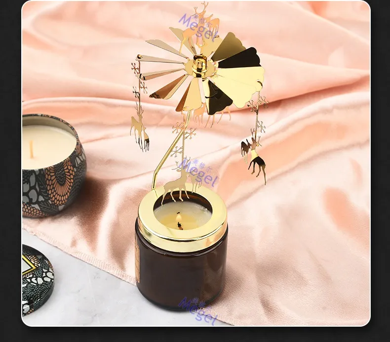 Rotating Carousel Candle Holder - Creative Aromatherapy Candle Cup with Revolving Lantern Design for Romantic Atmosphere, Candlelight Dinners, and Home Decor showcase 15
