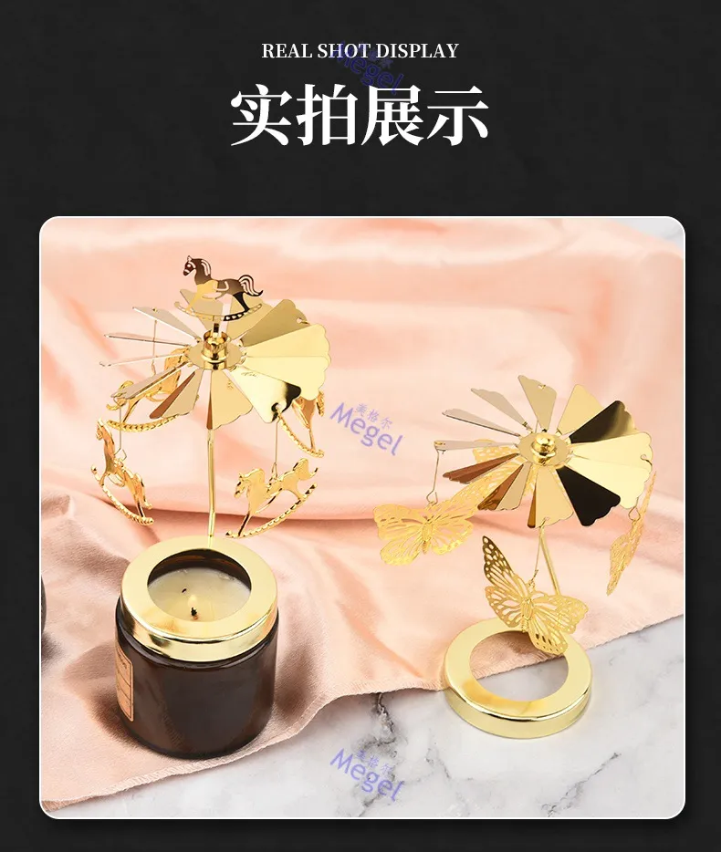 Rotating Carousel Candle Holder - Creative Aromatherapy Candle Cup with Revolving Lantern Design for Romantic Atmosphere, Candlelight Dinners, and Home Decor showcase 12