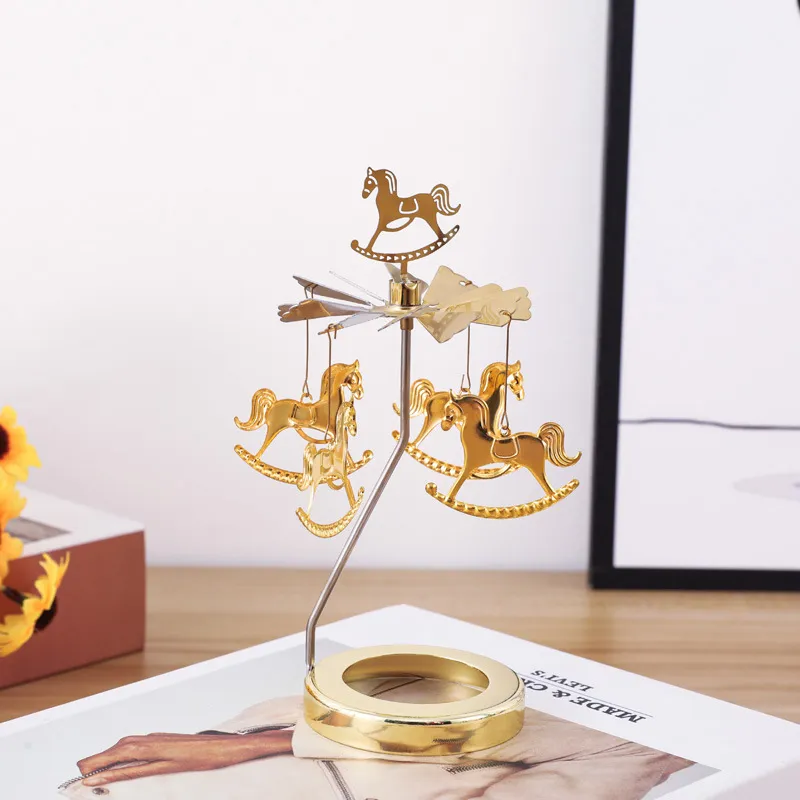 Rotating Carousel Candle Holder - Creative Aromatherapy Candle Cup with Revolving Lantern Design for Romantic Atmosphere, Candlelight Dinners, and Home Decor thumbnail 4