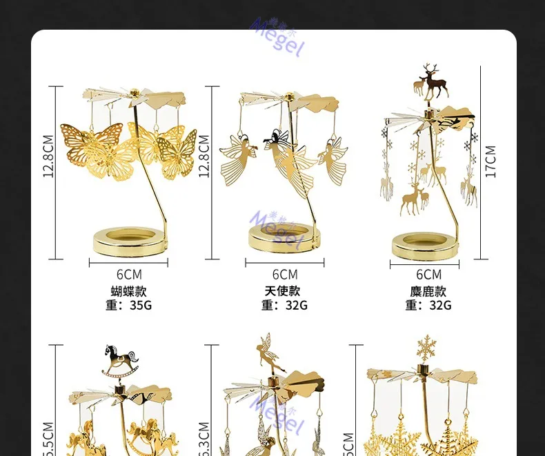 Rotating Carousel Candle Holder - Creative Aromatherapy Candle Cup with Revolving Lantern Design for Romantic Atmosphere, Candlelight Dinners, and Home Decor showcase 6