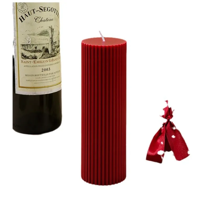 French Vintage Wine Red Cylindrical Aromatherapy Candle - Niche High-End Romantic Candle for Wedding Ceremony & Home Candlestick Ornaments thumbnail 5