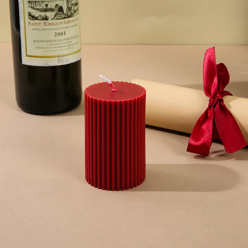 French Vintage Wine Red Cylindrical Aromatherapy Candle - Niche High-End Romantic Candle for Wedding Ceremony & Home Candlestick Ornaments thumbnail 6