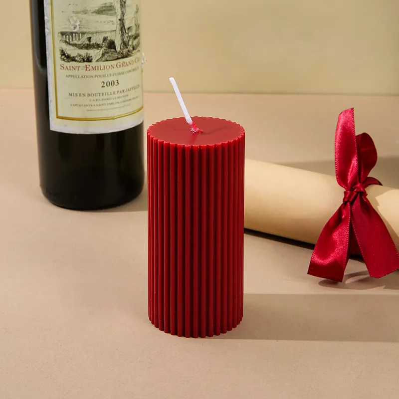 French Vintage Wine Red Cylindrical Aromatherapy Candle - Niche High-End Romantic Candle for Wedding Ceremony & Home Candlestick Ornaments thumbnail 9
