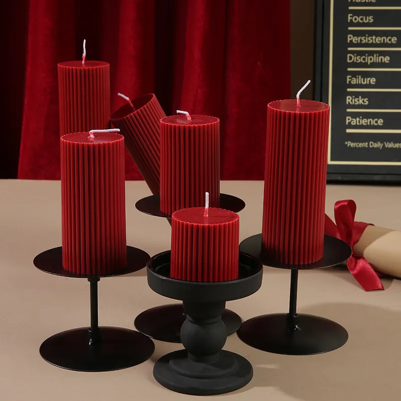 French Vintage Wine Red Cylindrical Aromatherapy Candle - Niche High-End Romantic Candle for Wedding Ceremony & Home Candlestick Ornaments showcase 1