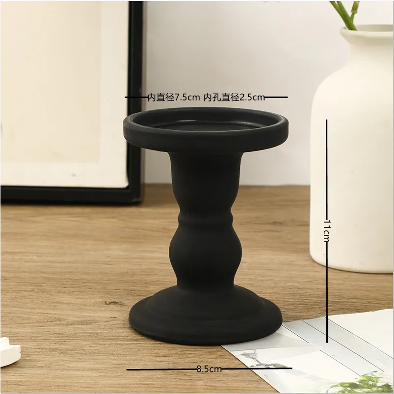 Black Glass - Medium Candlestick