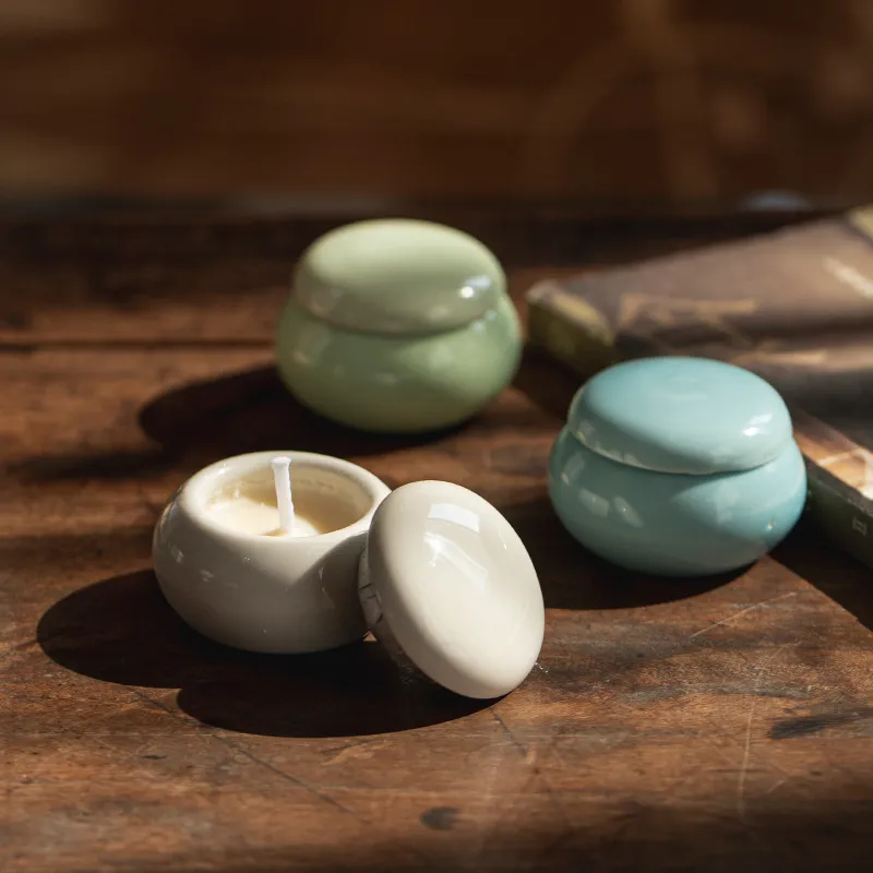 Mini Aromatherapy Candle Jar with Ceramic Holder - Decorative Empty Cup for DIY Candles, Home Decor, and Gifts thumbnail 4