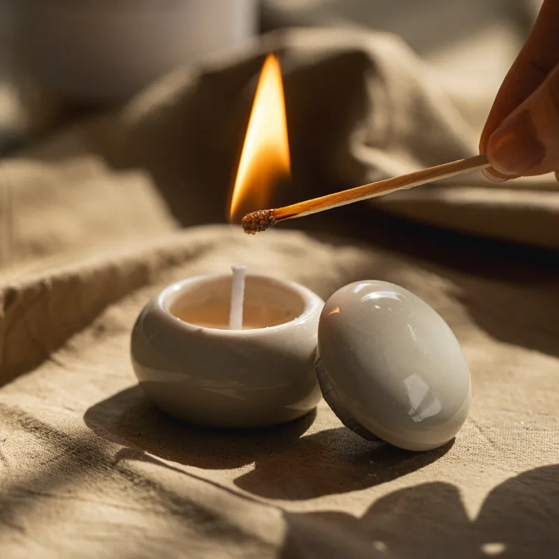 Mini Aromatherapy Candle Jar with Ceramic Holder - Decorative Empty Cup for DIY Candles, Home Decor, and Gifts thumbnail 2