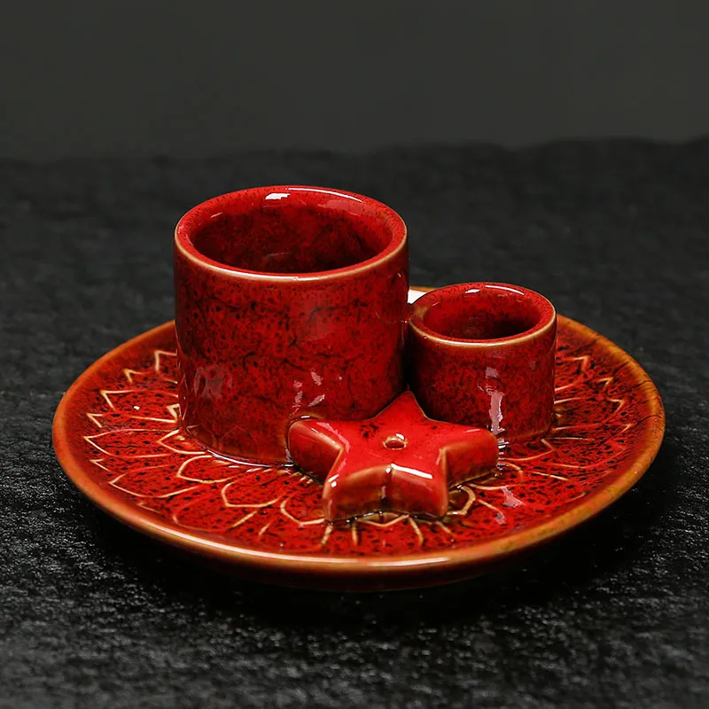 Ceramic Candle Holder Aromatherapy Furnace - Scandinavian Style Home Decor for Relaxation, Meditation, and Creating a Cozy Atmosphere with Sage and Holy Wooden Plate thumbnail 10