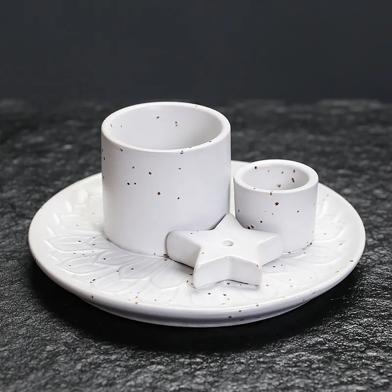 Ceramic Candle Holder Aromatherapy Furnace - Scandinavian Style Home Decor for Relaxation, Meditation, and Creating a Cozy Atmosphere with Sage and Holy Wooden Plate thumbnail 8