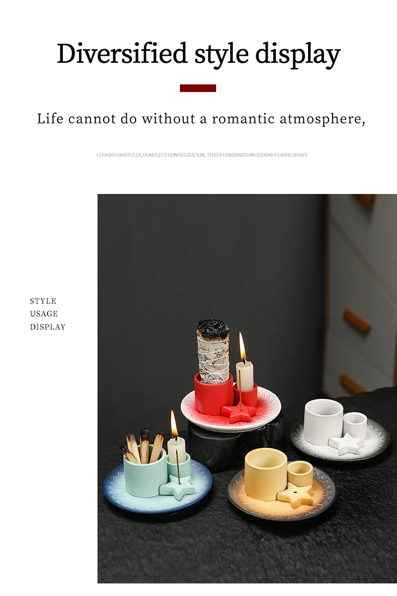 Ceramic Candle Holder Aromatherapy Furnace - Scandinavian Style Home Decor for Relaxation, Meditation, and Creating a Cozy Atmosphere with Sage and Holy Wooden Plate showcase 8