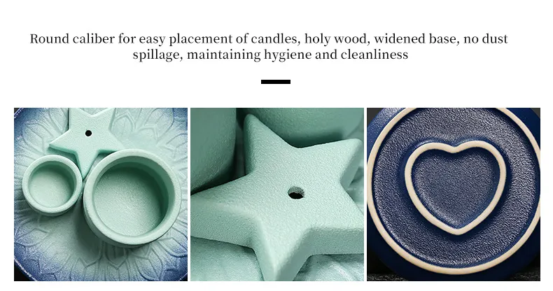 Ceramic Candle Holder Aromatherapy Furnace - Scandinavian Style Home Decor for Relaxation, Meditation, and Creating a Cozy Atmosphere with Sage and Holy Wooden Plate showcase 13