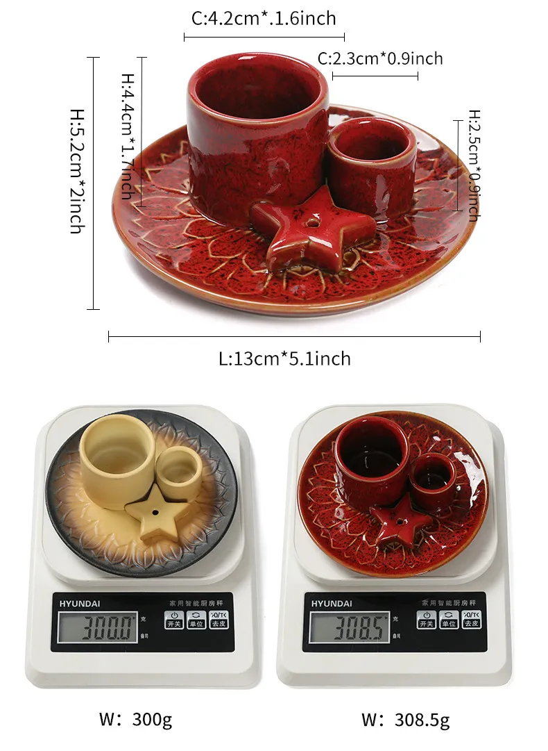 Ceramic Candle Holder Aromatherapy Furnace - Scandinavian Style Home Decor for Relaxation, Meditation, and Creating a Cozy Atmosphere with Sage and Holy Wooden Plate showcase 11