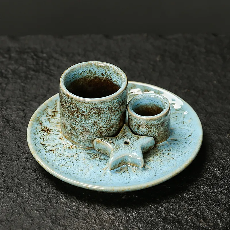 Ceramic Candle Holder Aromatherapy Furnace - Scandinavian Style Home Decor for Relaxation, Meditation, and Creating a Cozy Atmosphere with Sage and Holy Wooden Plate thumbnail 7