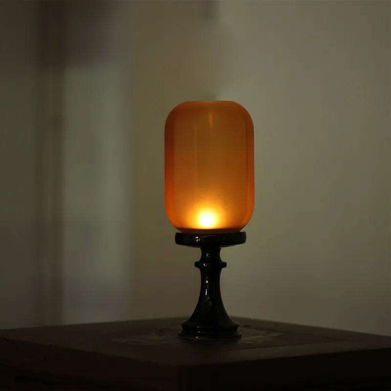 Scented Candle with Candlestick Holder - Chinese Zen Style Ceramic Ornament Tea Room Decor - Antique Lampshade Atmosphere Lighting thumbnail 4