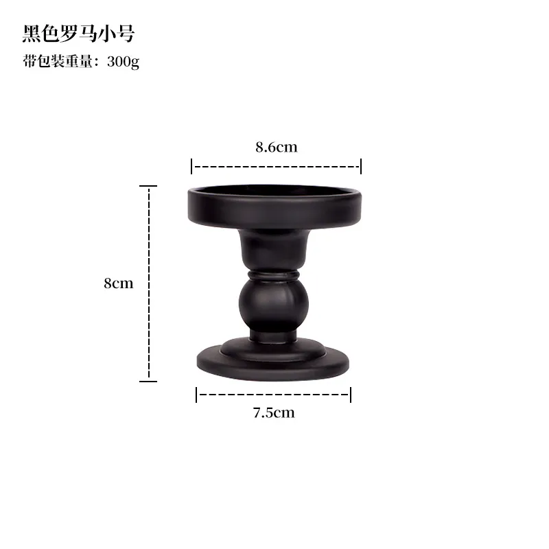 French Style Black Roman Crystal Glass Candlestick Holder Retro Korean Ornaments for Homestay Room Soft Decoration Aromatherapy Table Centerpiece thumbnail 6