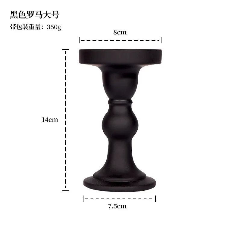 French Style Black Roman Crystal Glass Candlestick Holder Retro Korean Ornaments for Homestay Room Soft Decoration Aromatherapy Table Centerpiece thumbnail 8