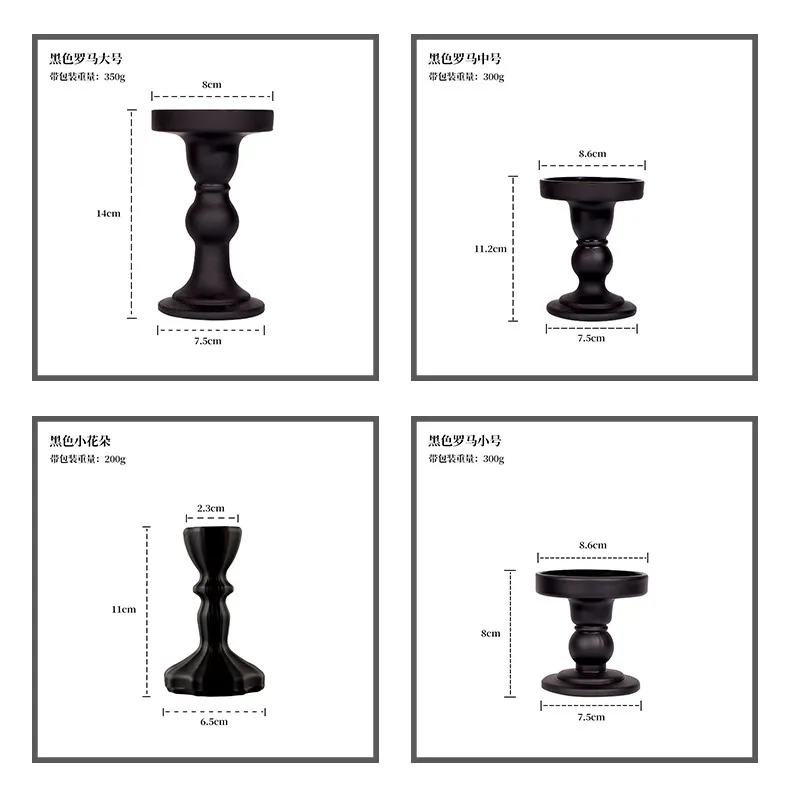 French Style Black Roman Crystal Glass Candlestick Holder Retro Korean Ornaments for Homestay Room Soft Decoration Aromatherapy Table Centerpiece showcase 2