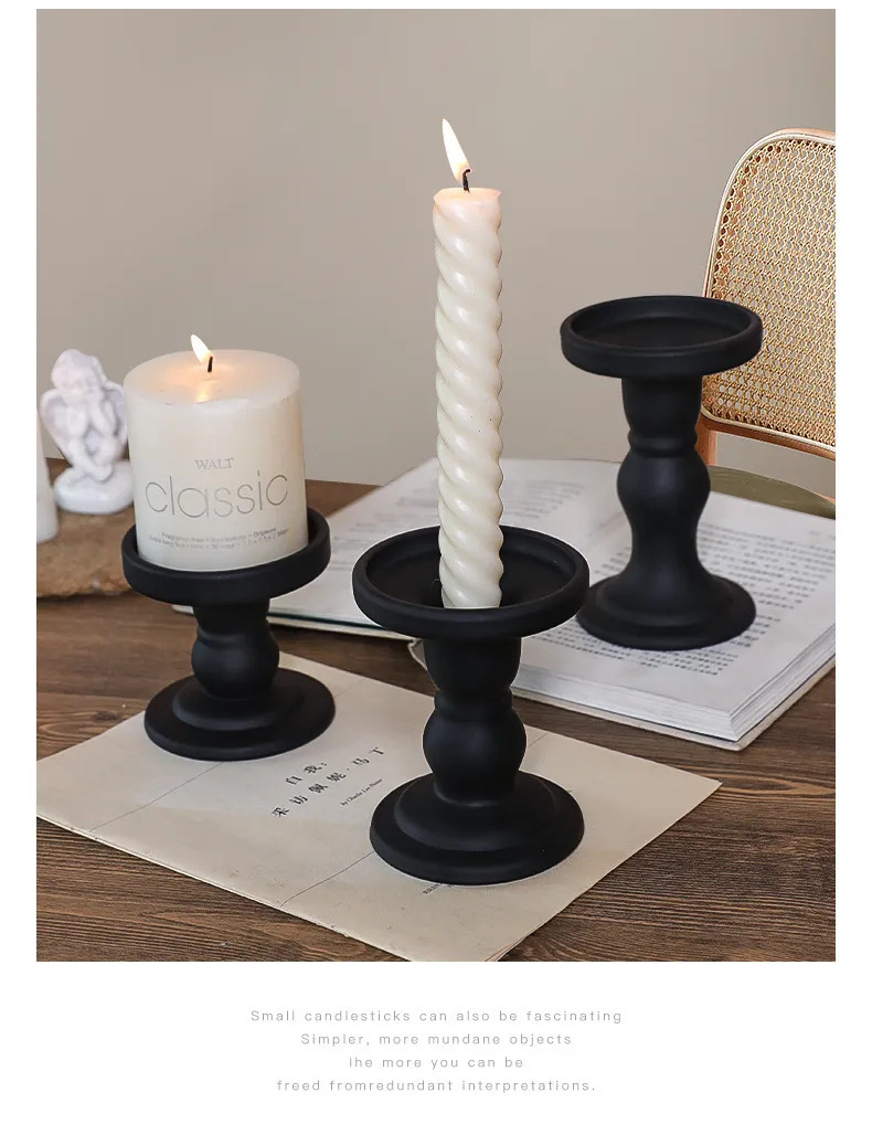 French Style Black Roman Crystal Glass Candlestick Holder Retro Korean Ornaments for Homestay Room Soft Decoration Aromatherapy Table Centerpiece showcase 6