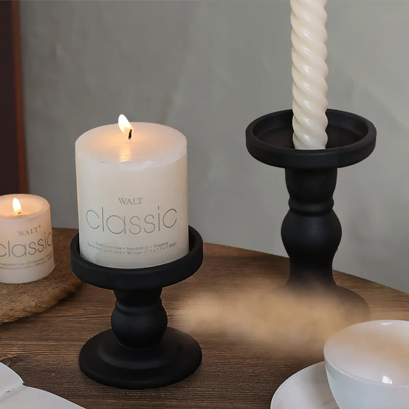 French Style Black Roman Crystal Glass Candlestick Holder Retro Korean Ornaments for Homestay Room Soft Decoration Aromatherapy Table Centerpiece thumbnail 4
